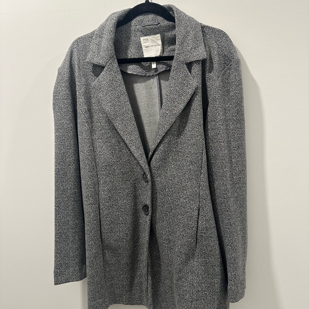 Avec Les Filles Textured Gray Blazer